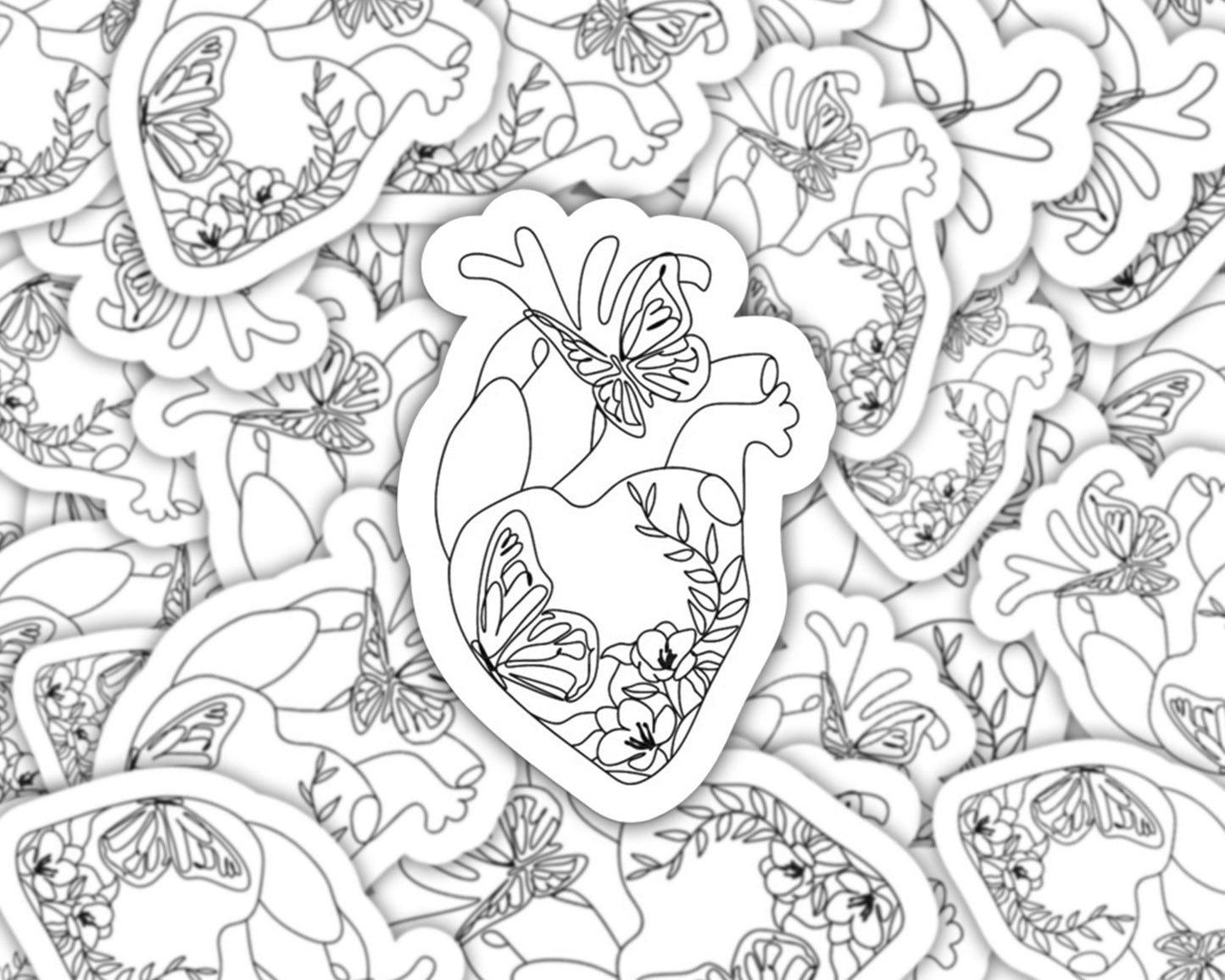 anatomical heart sticker, cardiac nurse sticker, floral heart, gifts for cardiologist, heart transplant gift, cardiac icu sticker, icu tech