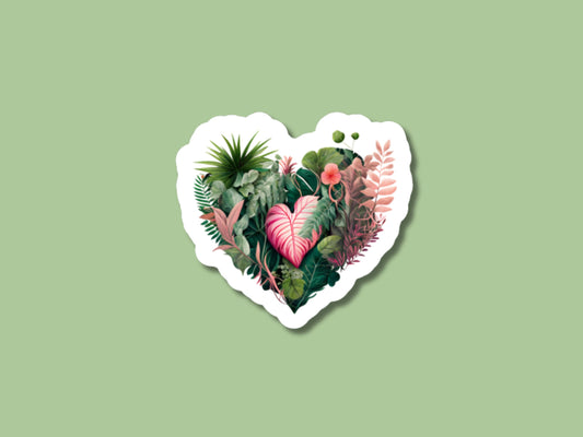 heart plant, plant hearts, gift for plant lover, pink monstera sticker, plant gifts, cute plant sticker, plant sticker, i heart plants