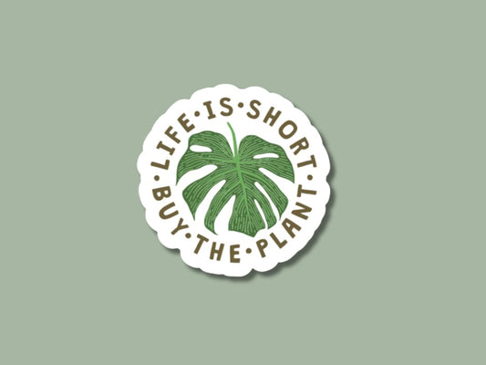 monstera sticker, plants sticker, plant store, gifts for plant lovers, gifts for mom, birthday gift for friend, life is short buy the plant