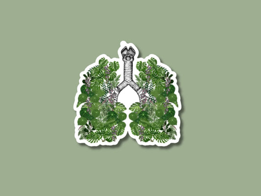 plant lungs sticker, floral lungs, plant stickers, respiratory therapist sticker, lung transplant gift, pulmonary stickers, plant lungs