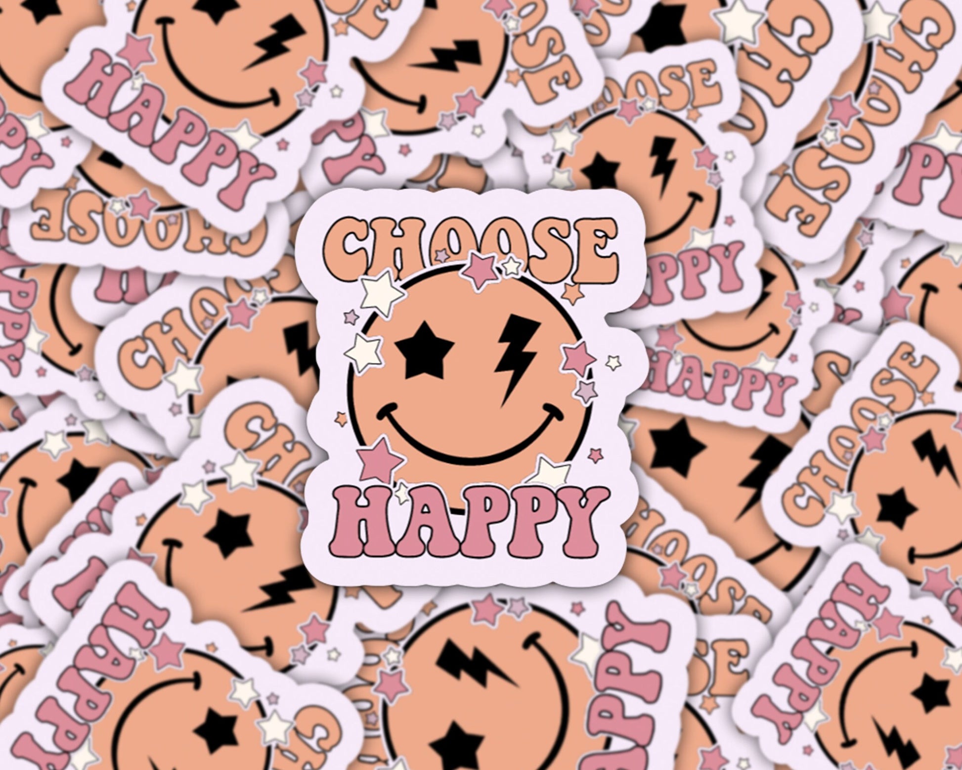 choose happy sticker, sticker for laptop, water bottle sticker, smiley face stickers, gifts for daughters, happiness stickers, positivity