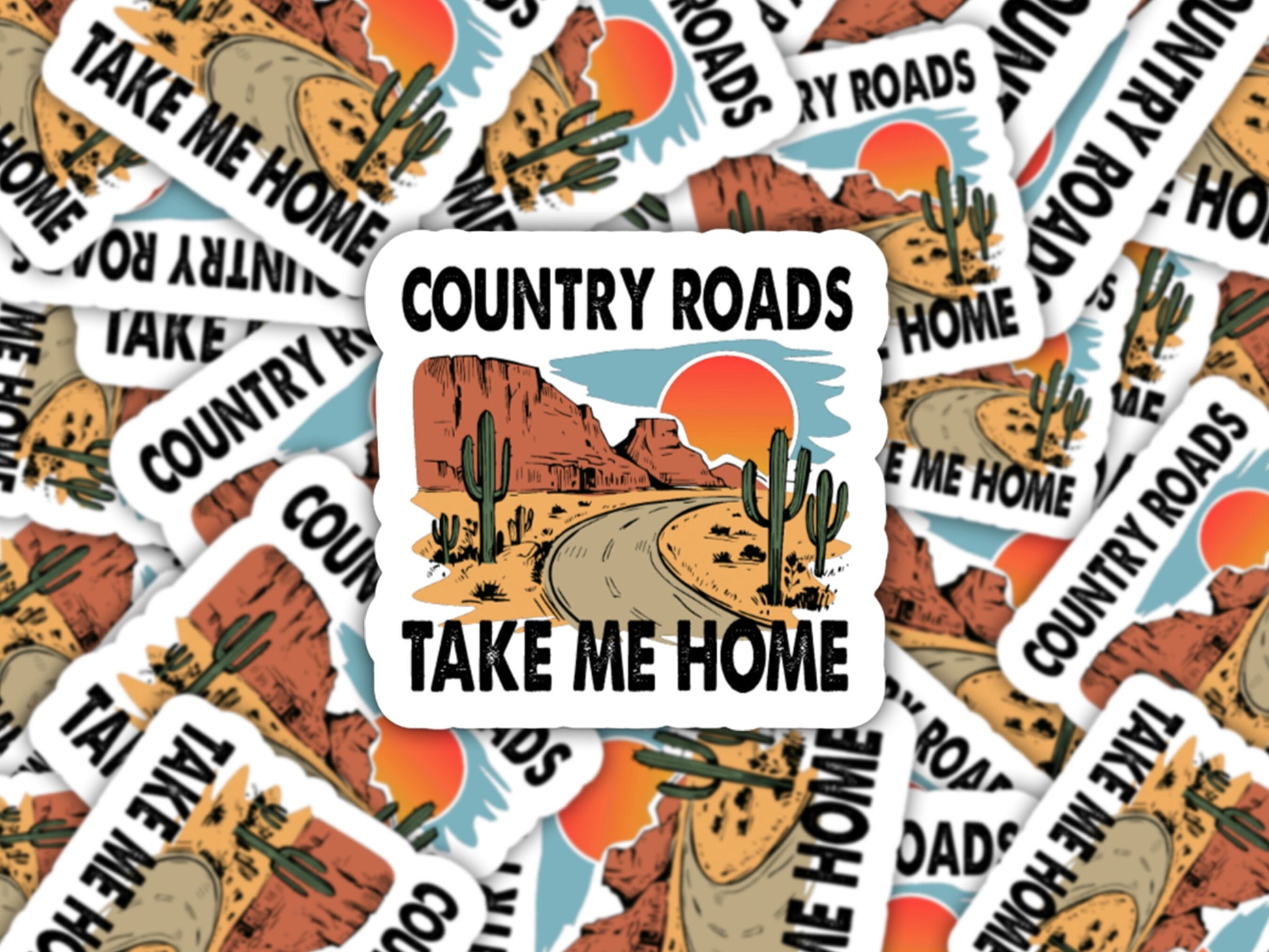 country roads take me home sticker, sticker for laptop, cowboy stickers, country music gifts, country music lover, gifts for cowgirls