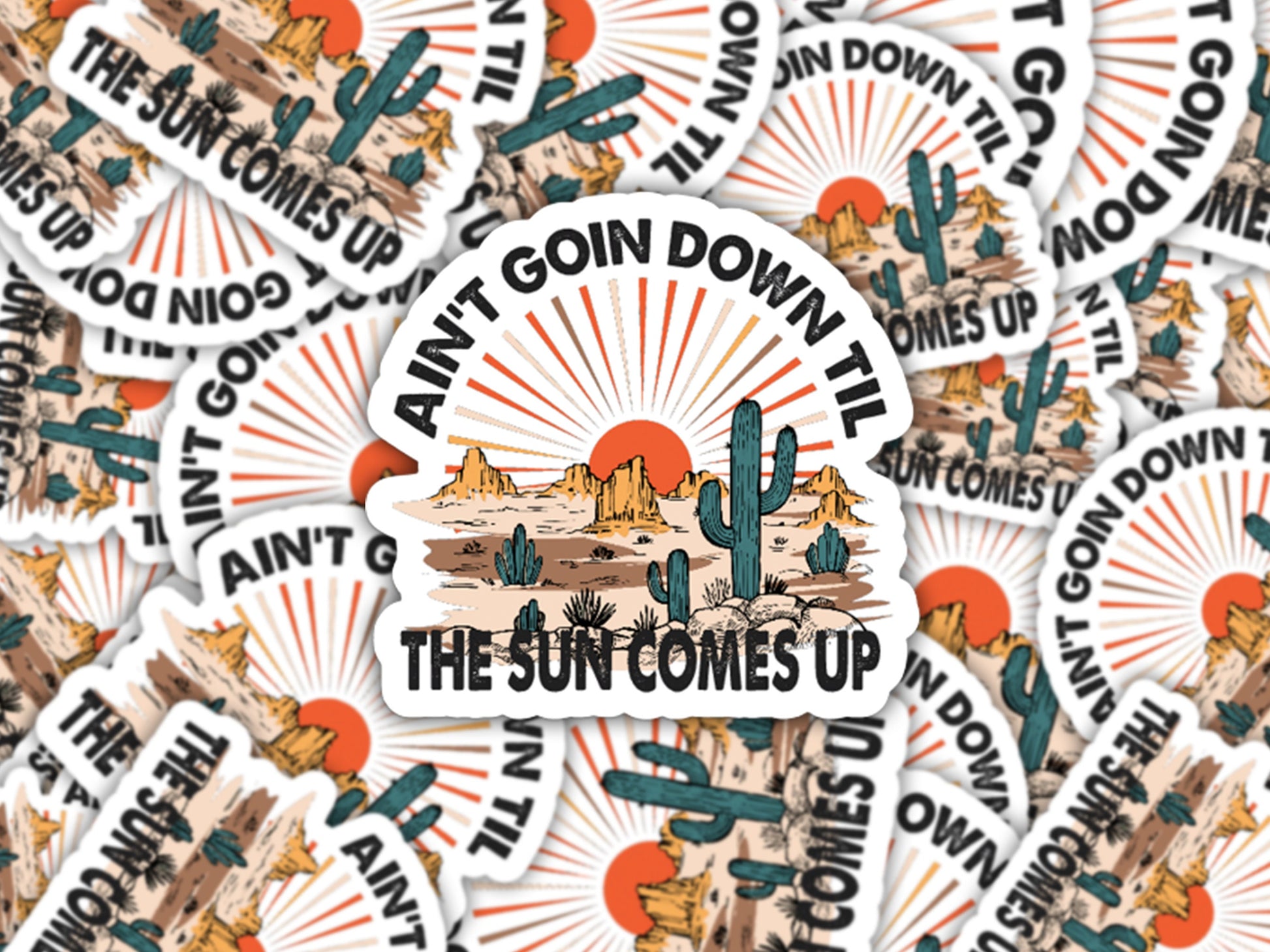 ain't goin down til the sun comes up sticker, water bottle sticker, country music stickers, country music lover, garth gift, country sticker