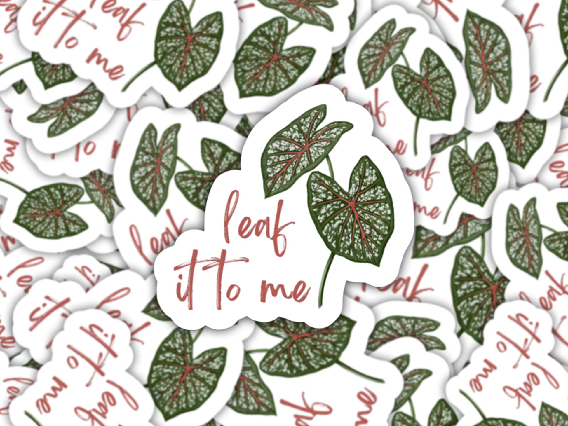 leaf it to me sticker, plant stickers, gifts for plant lovers, plant gifts, plant shop, elephant ear plant sticker, gardening stickers