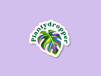 plantydropper sticker, plant sticker for water bottle, plant lover, plant store, plant gifts, plant stickers, colorful monstera sticker