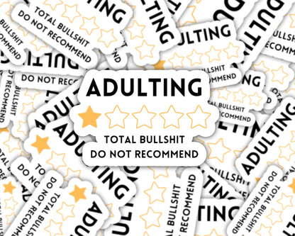 adulting total bullshit do not recommend, adulting sticker, bullshit sticker, 18th birthday gifts, sarcastic stickers, funny sticker