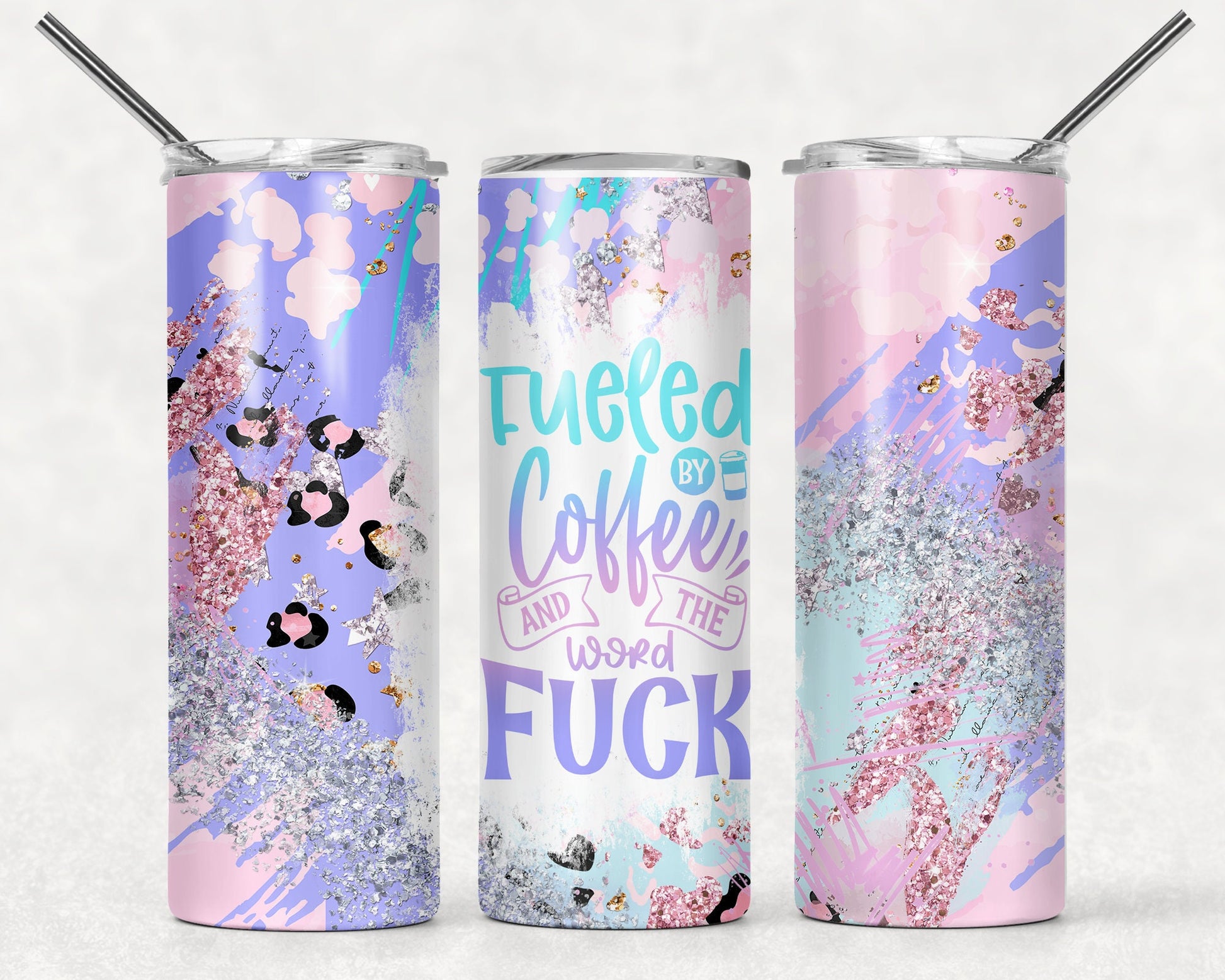 fueled by coffee, cuss word tumbler, funny tumbler, adult humor gifts, gifts for coffee lovers, gifts for coworkers, cuss words