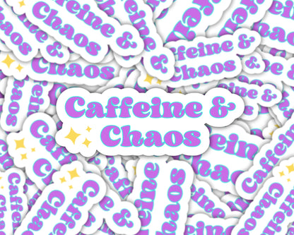 caffeine and chaos sticker, coffee sticker, stickers for moms, coffee lover, chaos coordinator, for laptop, for water bottle, coffee cup