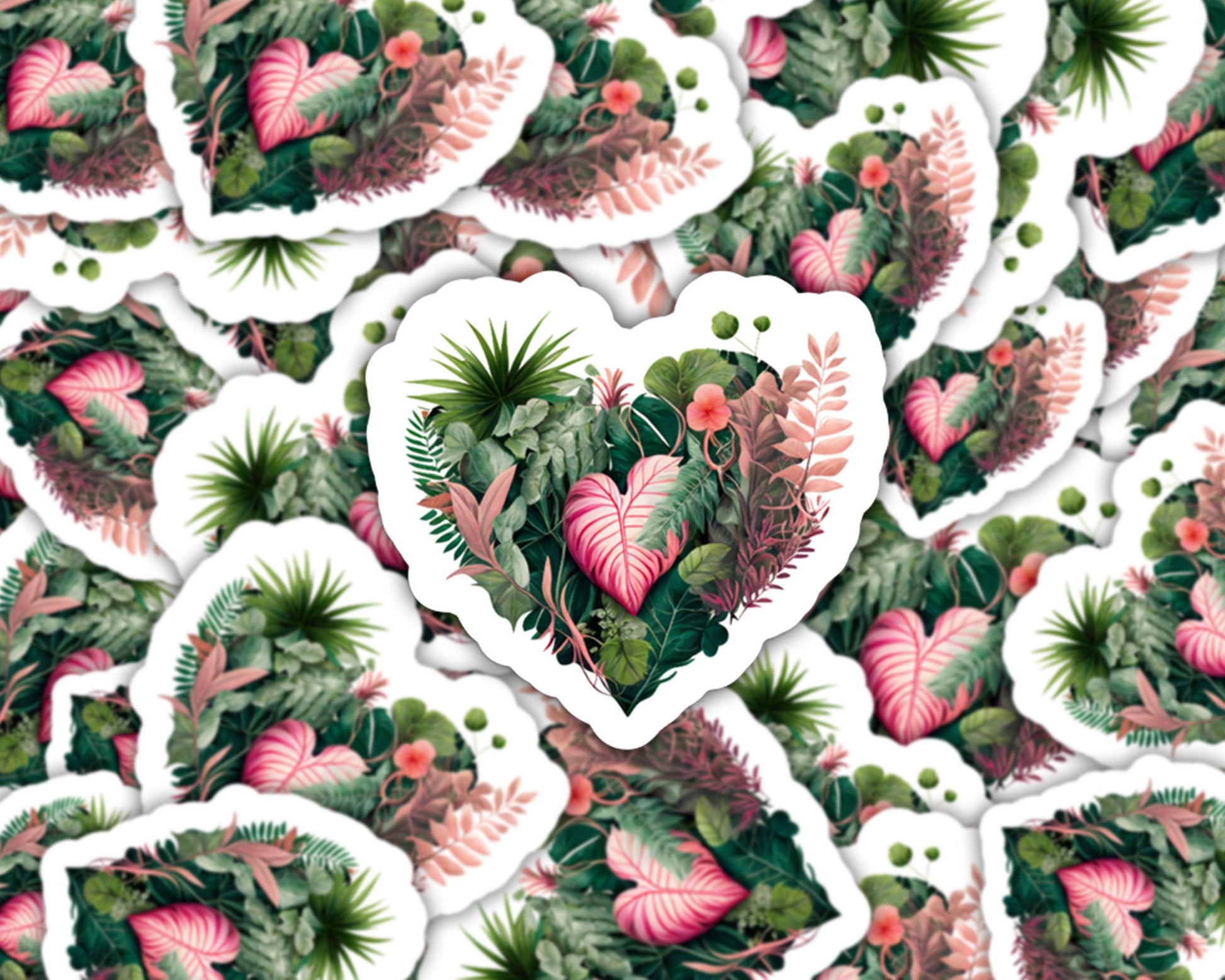 heart plant, plant hearts, gift for plant lover, pink monstera sticker, plant gifts, cute plant sticker, plant sticker, i heart plants