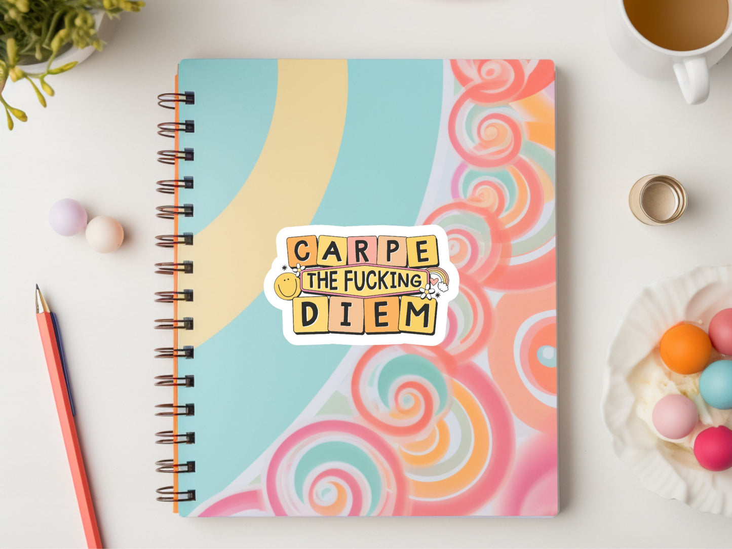 carpe diem sticker, water bottle sticker, journal sticker, seize the day, adult humor stickers, stickers for friends, lucky stickers