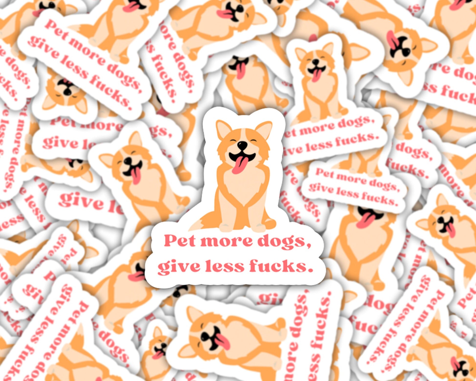 pet more dogs give less fucks, dog stickers, dog lover gifts, pet shop stickers, dog mom, dogs over people, goldendoodle, husky sticker