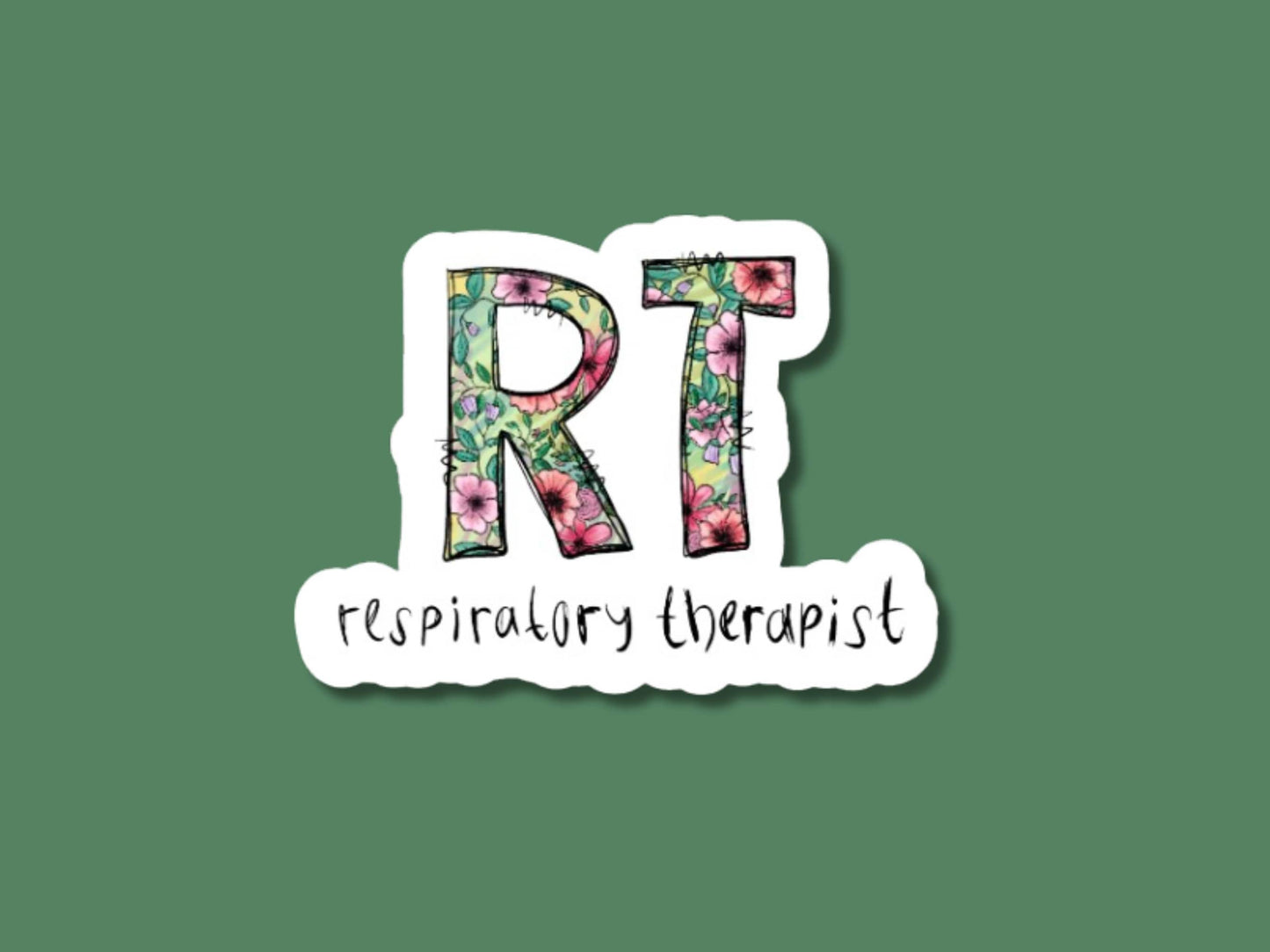 respiratory stickers, respiratory therapist gifts, floral rt sticker, rt week gift, respiratory grad gift, respiratory therapy sticker