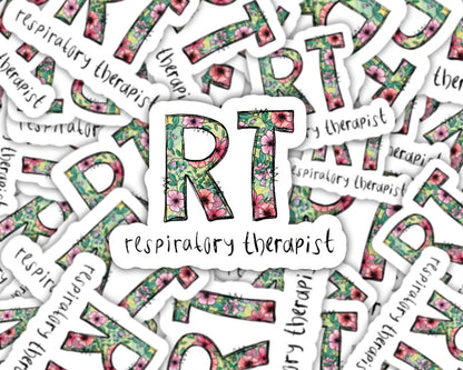 respiratory stickers, respiratory therapist gifts, floral rt sticker, rt week gift, respiratory grad gift, respiratory therapy sticker