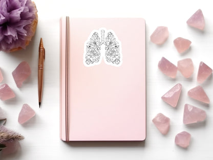 floral lungs sticker, respiratory stickers, lung transplant gift, pulmonary doctor gift, lungs sticker, pulmonary rehab, asthma sticker