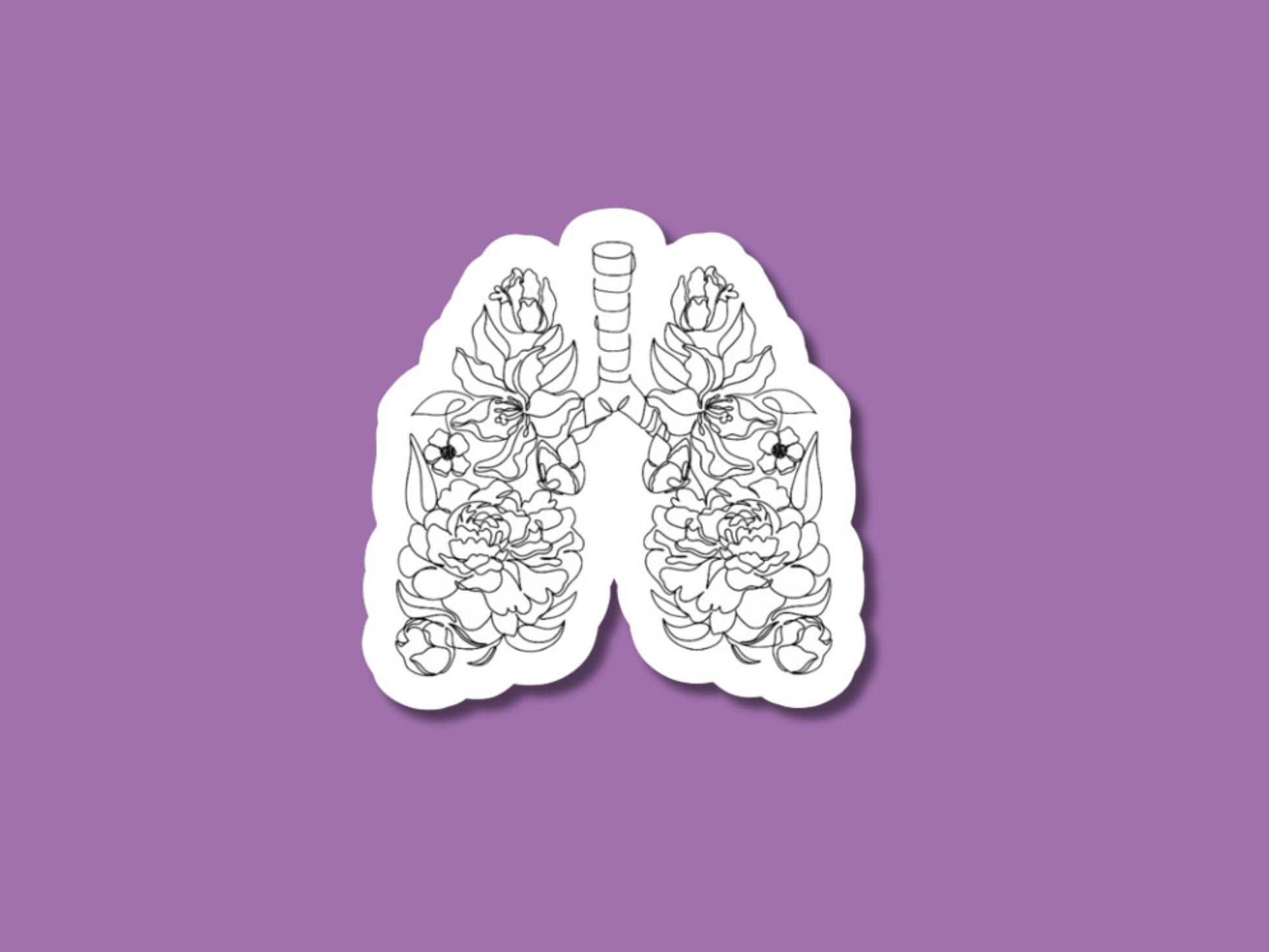 floral lungs sticker, respiratory stickers, lung transplant gift, pulmonary doctor gift, lungs sticker, pulmonary rehab, asthma sticker