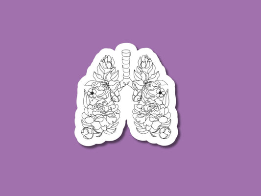 floral lungs sticker, respiratory stickers, lung transplant gift, pulmonary doctor gift, lungs sticker, pulmonary rehab, asthma sticker