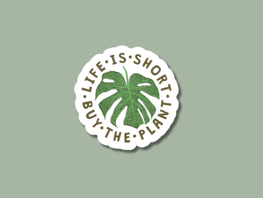 monstera sticker, plants sticker, plant store, gifts for plant lovers, gifts for mom, birthday gift for friend, life is short buy the plant