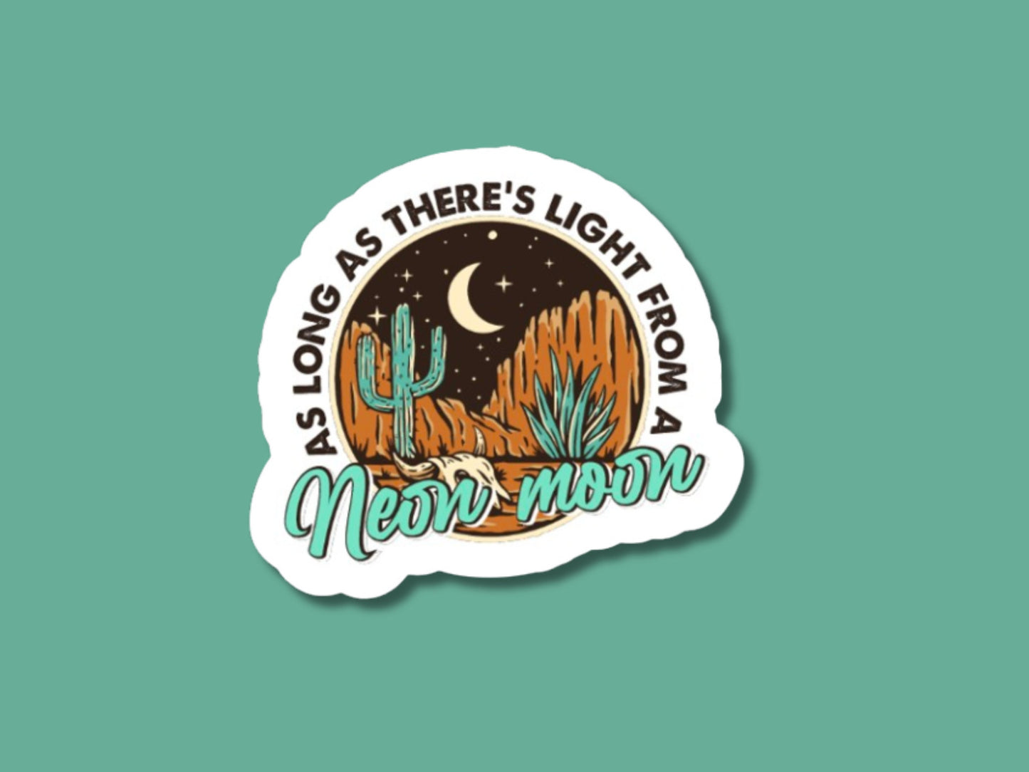 as long as there's lights from a neon moon sticker, guitar sticker, country music gifts, neon moon sticker, brooks and dunn sticker