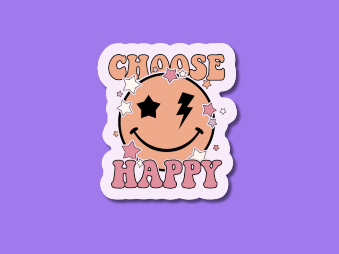 choose happy sticker, sticker for laptop, water bottle sticker, smiley face stickers, gifts for daughters, happiness stickers, positivity