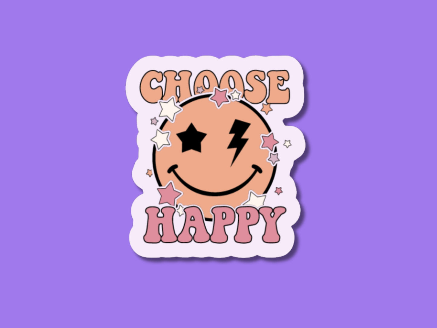 choose happy sticker, sticker for laptop, water bottle sticker, smiley face stickers, gifts for daughters, happiness stickers, positivity