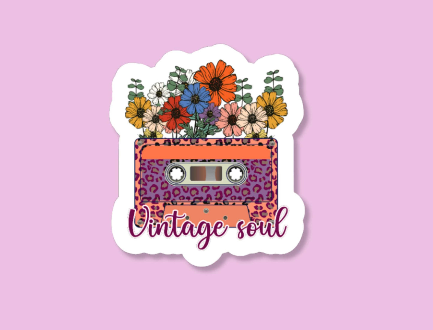 vintage soul sticker, flower stickers, cassette tape, throwback sticker, vintage sticker, cassette tape sticker, retro sticker, 80's sticker