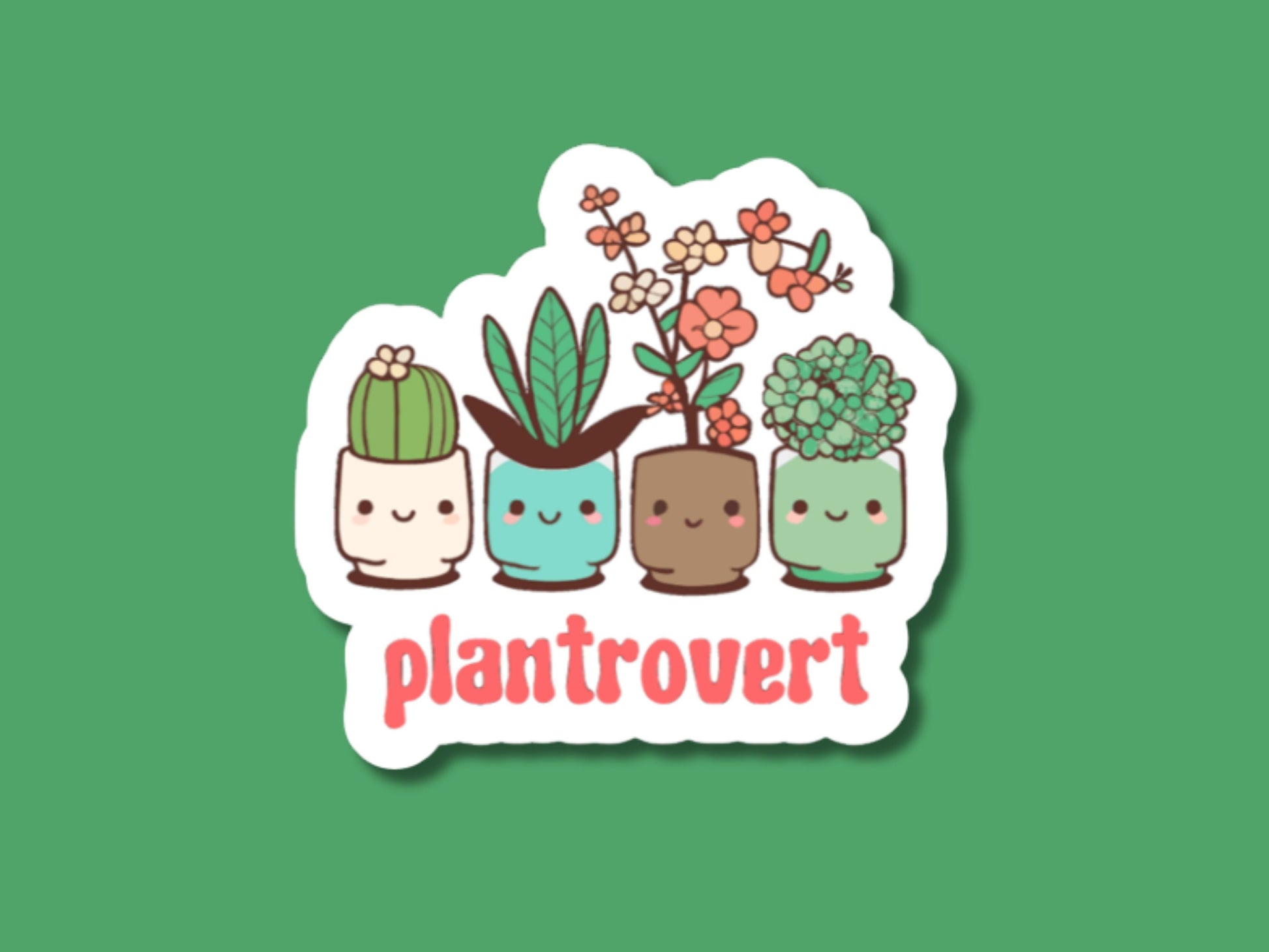 plantrovert sticker, plant sticker for water bottle, plant store, plant gifts, cute plant stickers, plant stickers, cute plant pot