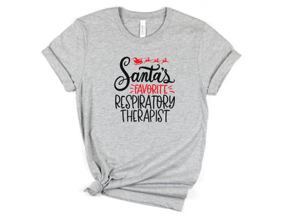 santa's favorite respiratory therapist, christmas respiratory therapist shirt, christmas respiratory, rt christmas shirt, respiratory xmas