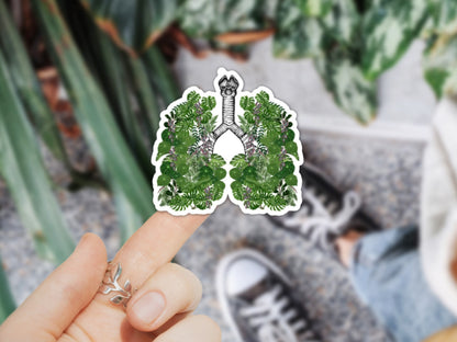 plant lungs sticker, floral lungs, plant stickers, respiratory therapist sticker, lung transplant gift, pulmonary stickers, plant lungs