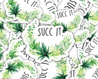 succ it sticker, succulent sticker, plant sticker, plant lover gift, plant store stickers, gifts for mom, plant gifts for, for water bottle
