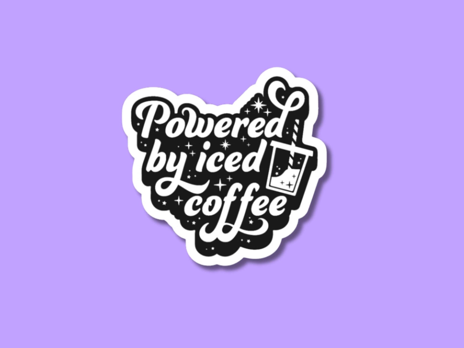 powered by iced coffee sticker, gifts for coffee lovers, coffee gifts, iced coffee sticker, coffee lover sticker, coffee addict, cafe latte