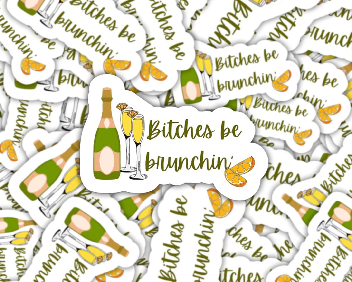 bitches be brunchin, gifts for bridesmaids, mimosa sticker, gifts for her, brunch and bubbly, bridesmaid proposal box, bachelorettes