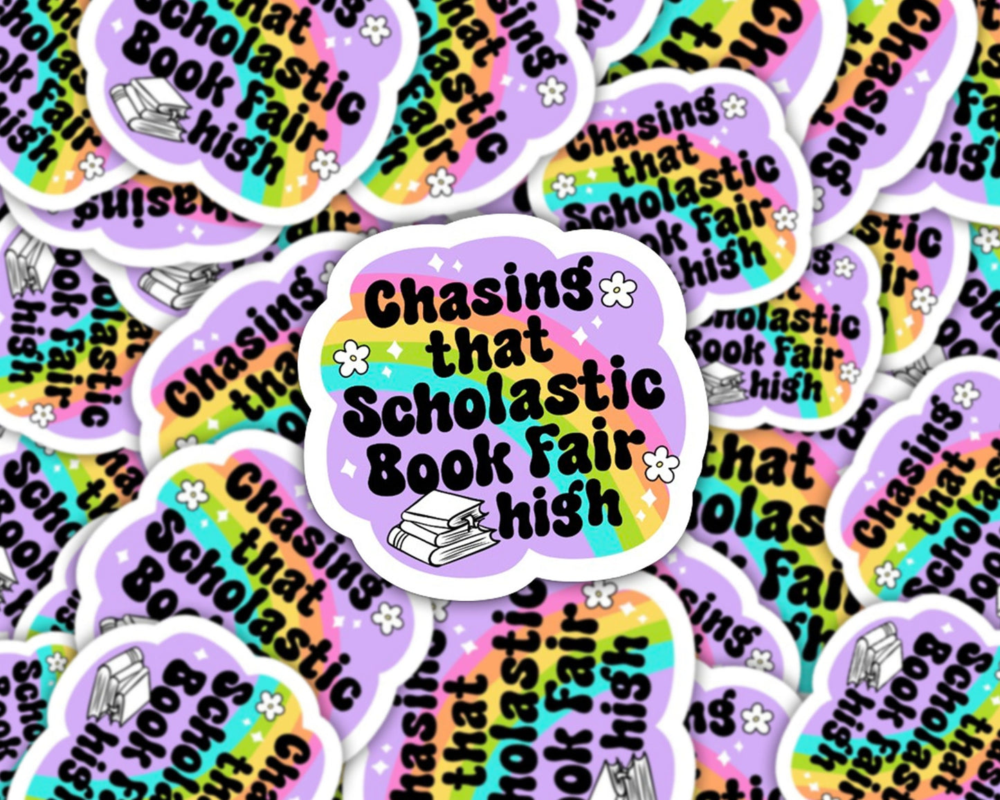 chasing that scholastic book fair high, sarcastic stickers, retro 80's, retro 90's, sticker for, book nerds, kindle stickers, teacher gifts