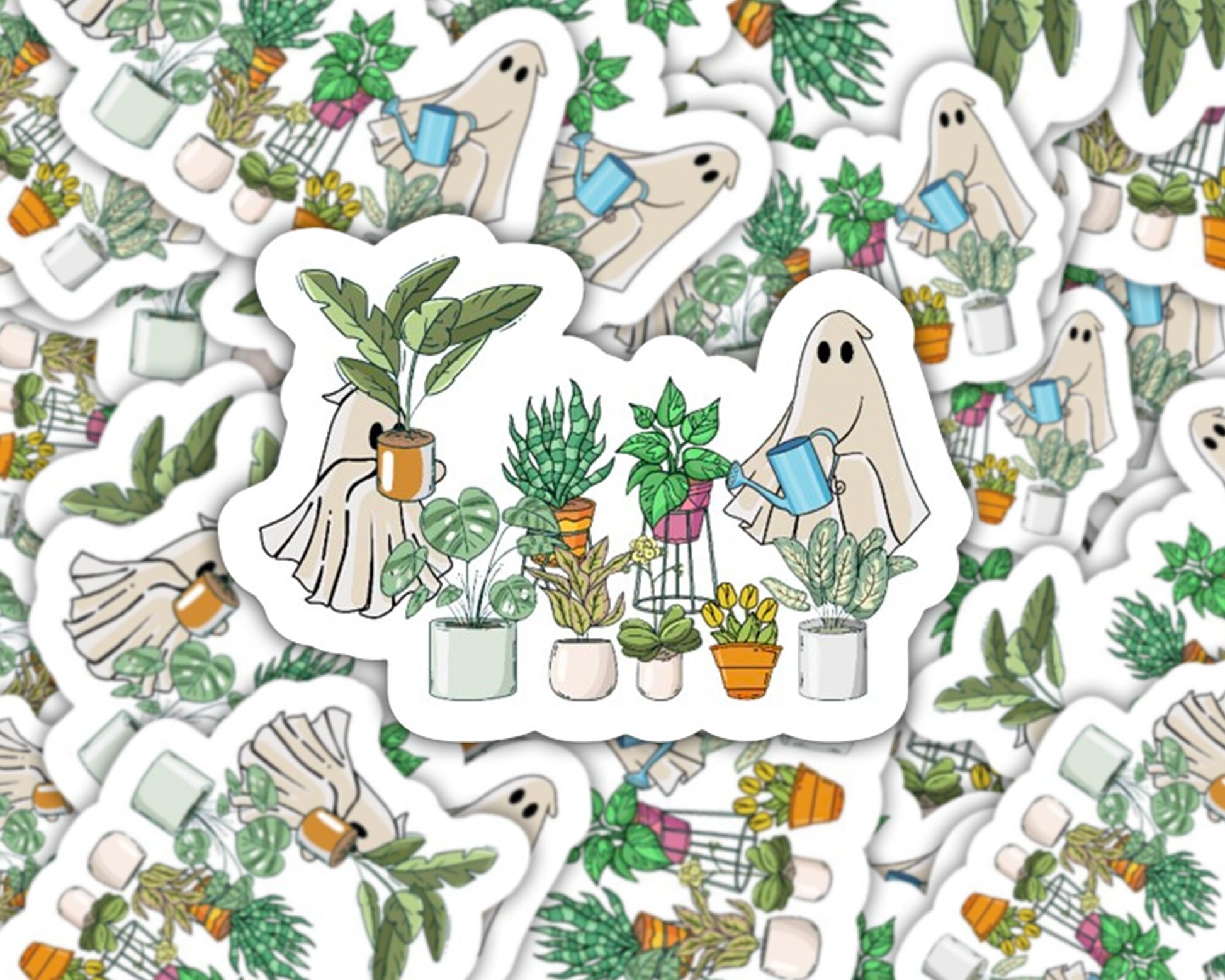 ghost plant sticker, plant sticker for water bottle, plant store, plant gifts, fall plants, garden shop sticker, cute plant stickers