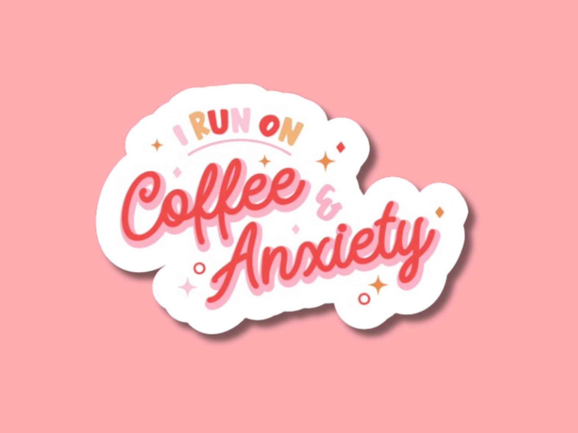 coffee and anxiety sticker, coffee sticker, coffee lover, for laptop, coffee cup, barista stickers, coffee shop, anxiety stickers