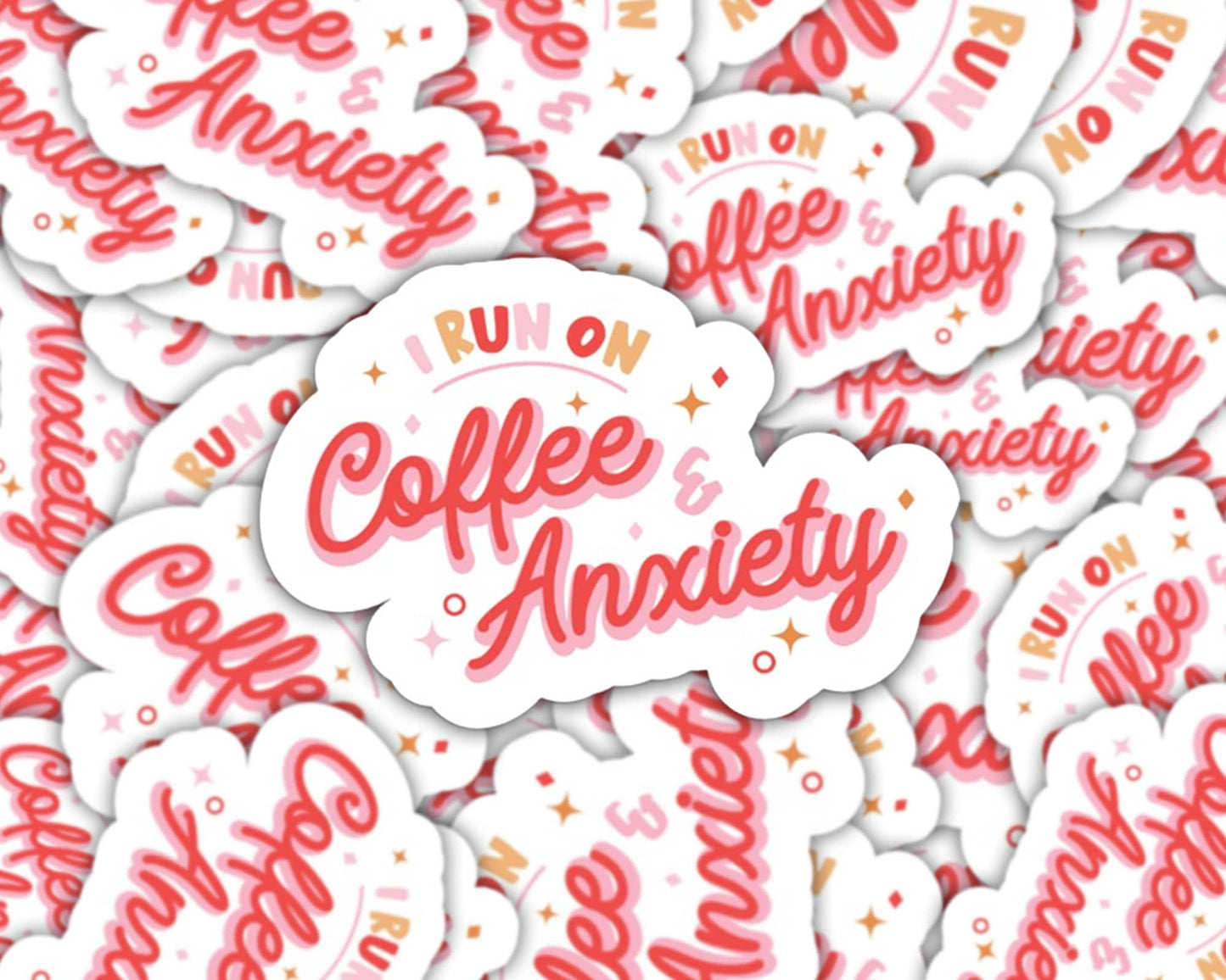 coffee and anxiety sticker, coffee sticker, coffee lover, for laptop, coffee cup, barista stickers, coffee shop, anxiety stickers