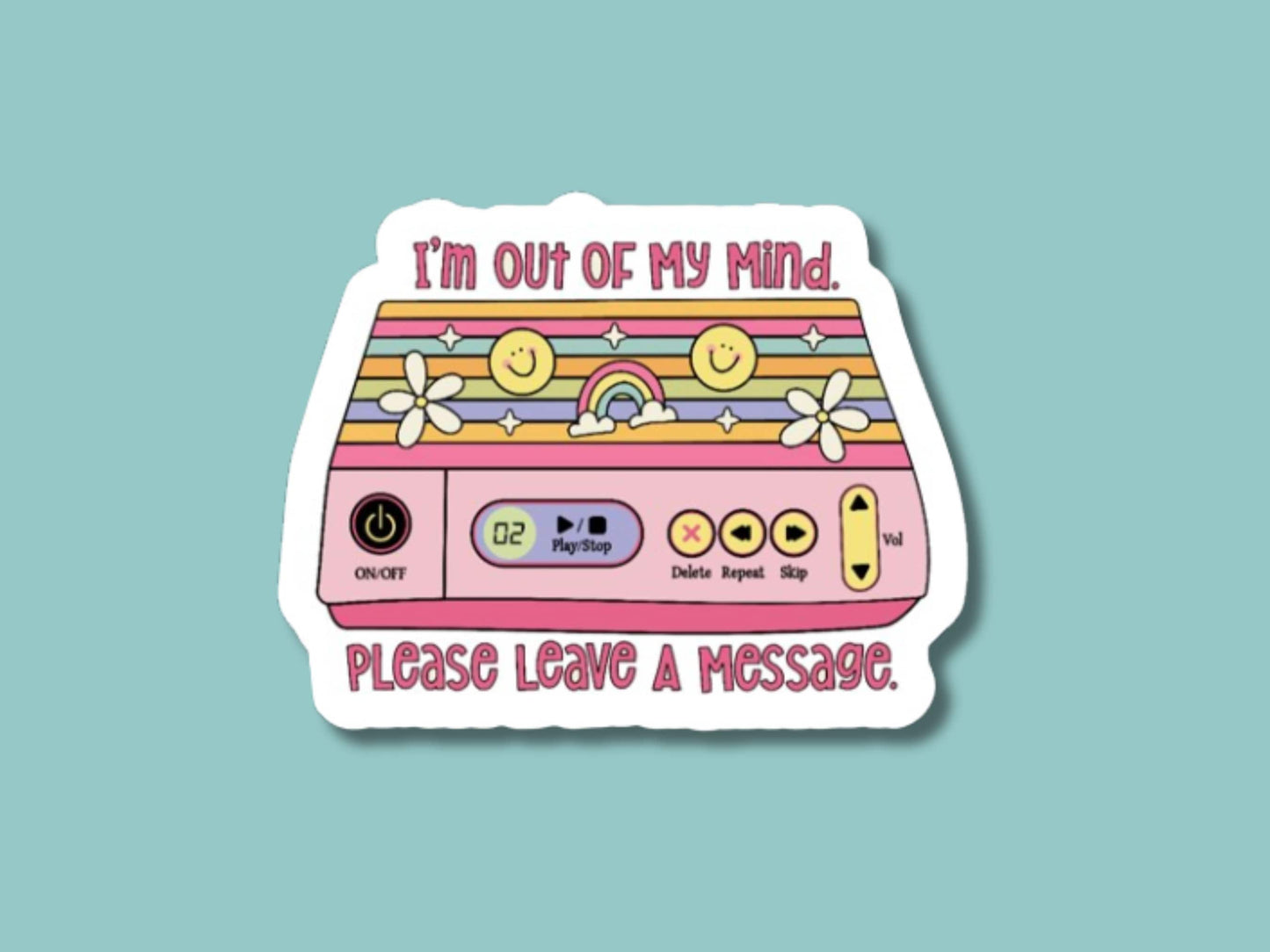 out of my mind sticker, funny stickers for friends, laptop stickers, retro stickers, cassette tape sticker, mental health stickers