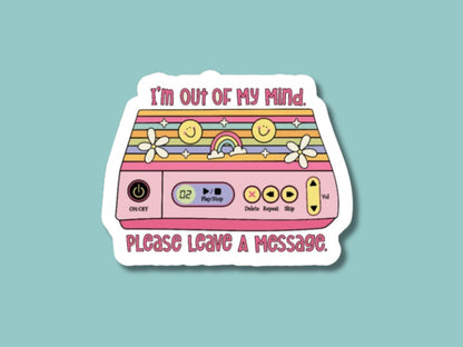 out of my mind sticker, funny stickers for friends, laptop stickers, retro stickers, cassette tape sticker, mental health stickers