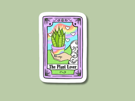 the plant lover tarot card sticker, plant sticker for water bottle, plant store, plant gifts, plant sticker