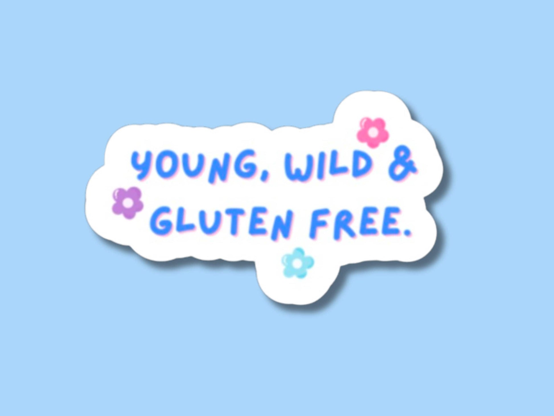 gluten free sticker, gf gift, young wild and gluten free, gluten free bakery, gf sticker, dietician sticker