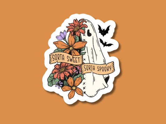 ghost plant sticker, halloween stickers, sorta sweet sorta spooky, halloween party, halloween lovers, plant gifts, halloween plant sticker