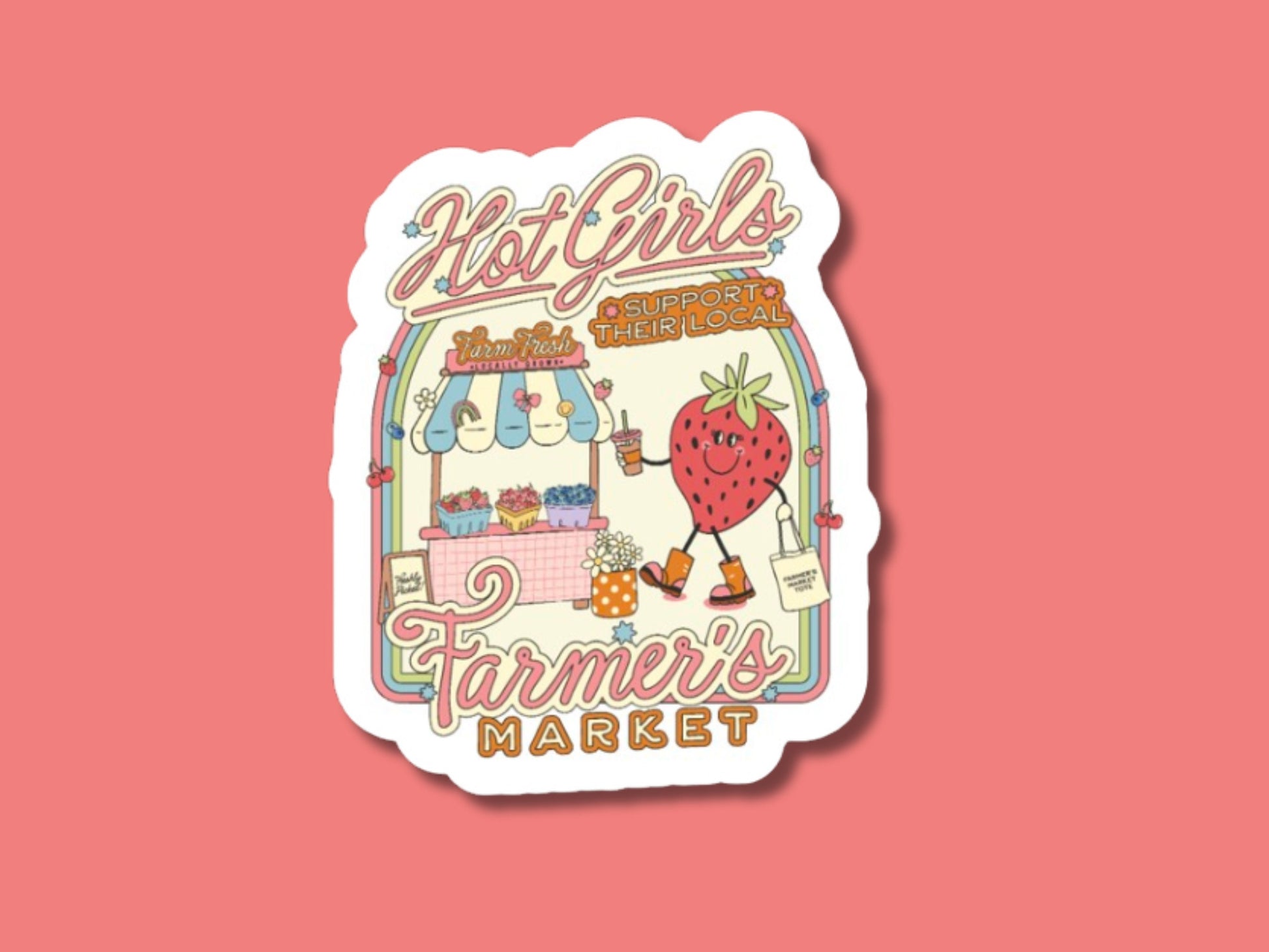 hot girls support farmers sticker, plant store, garden shop sticker, support local sticker, farmers market gifts, hot girls sticker