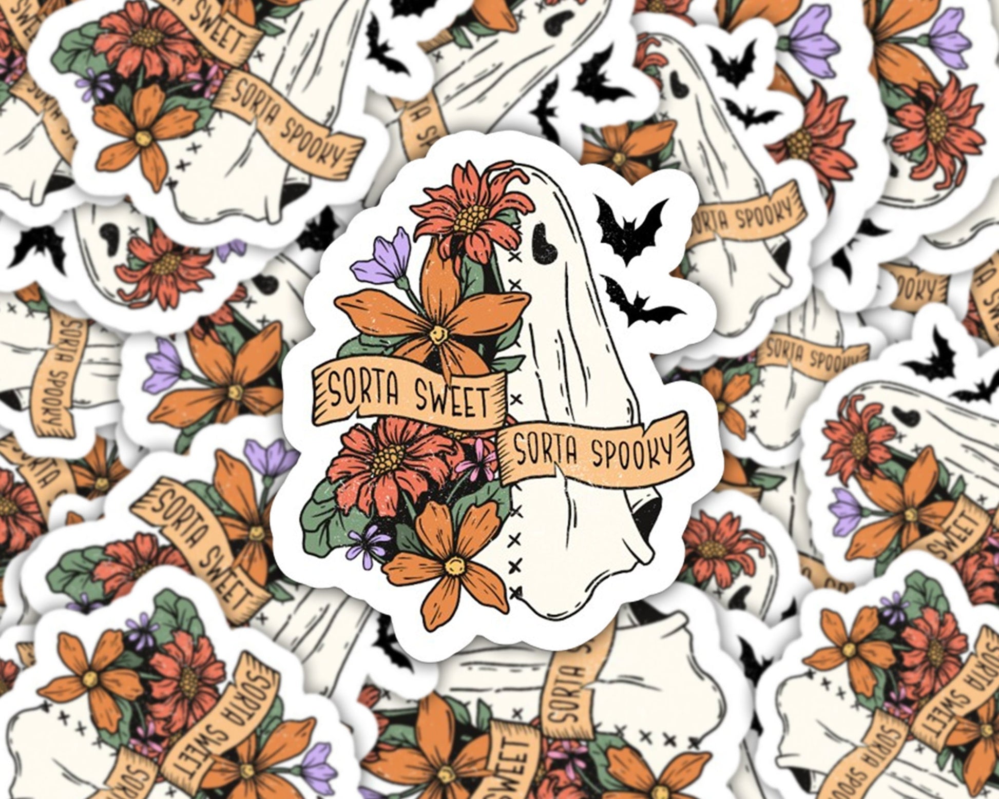 ghost plant sticker, halloween stickers, sorta sweet sorta spooky, halloween party, halloween lovers, plant gifts, halloween plant sticker