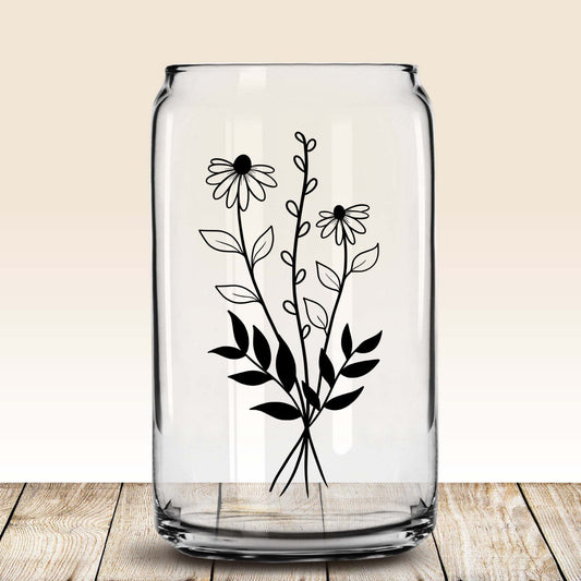 wildflower glass cup, gardening gifts, flower shop gifts, libbey beer can glass, gifts for mom, christmas gifts for her