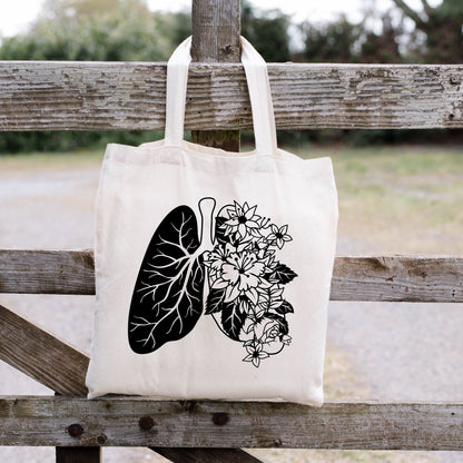 respiratory therapist tote, floral lung, gifts for respiratory week, respiratory lunch bag, gifts for coworker, asthma gifts, pulmonary gift