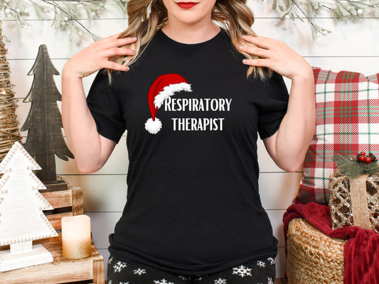 christmas respiratory therapist shirt, christmas respiratory, rt gift, santa hat respiratory therapist, respiratory holiday shirt
