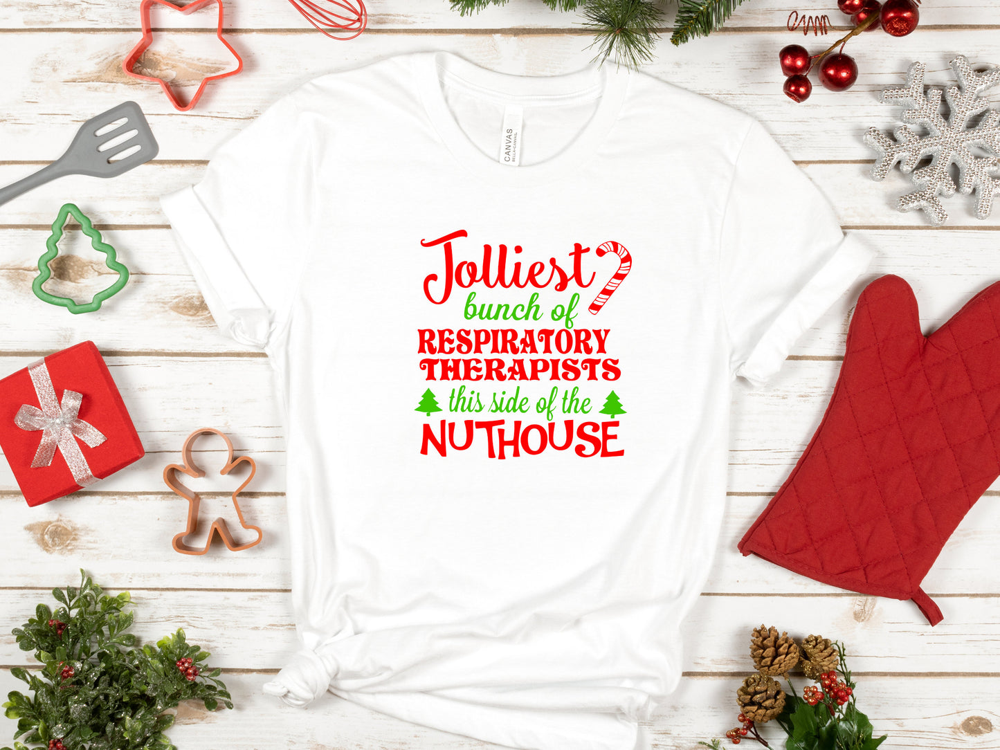 christmas respiratory therapist shirt, christmas respiratory, jolliest bunch of respiratory therapists this side of the nuthouse