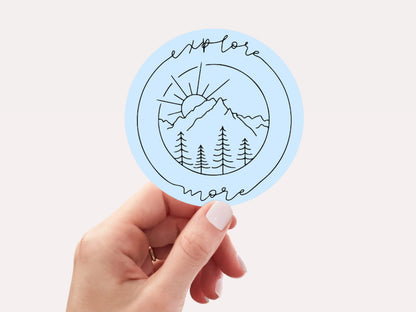explore more sticker, mountain lover sticker, hiking stickers, skiing sticker, mountain mama, gifts for outdoor lovers, mountain sticker