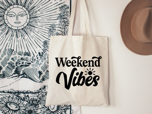weekend vibes tote bag, gifts for best friends, reusable bag, shopping bags, funny gifts, shopping tote, weekend bag women, weekend tote
