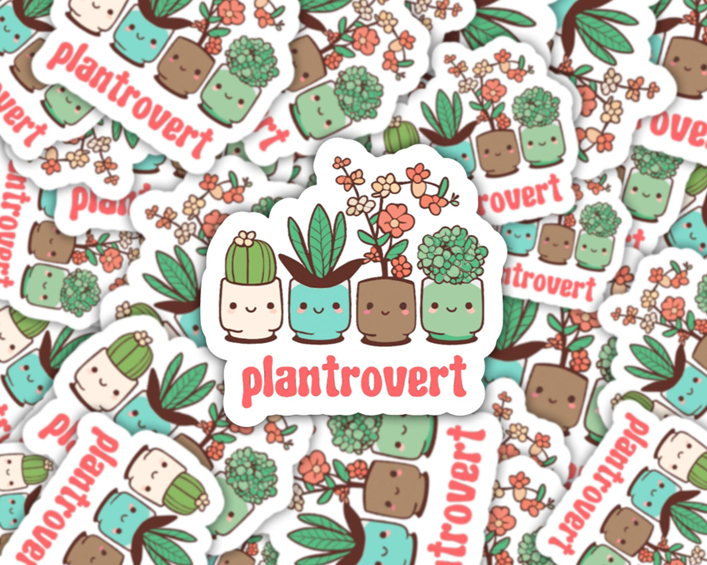 plantrovert sticker, plant sticker for water bottle, plant store, plant gifts, cute plant stickers, plant stickers, cute plant pot