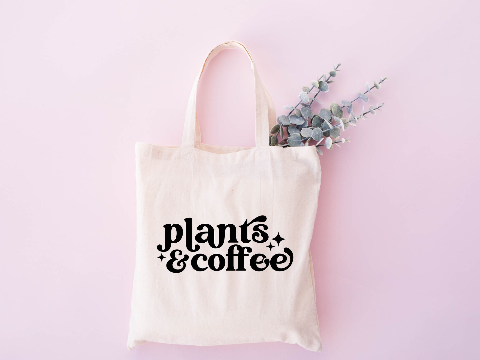 plants & coffee tote bag, gifts for best friends, reusable bag, shopping bags, funny gifts, shopping tote, gifts for plant lover, plant gift